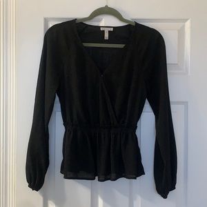 LEITH long sleeve peplum top